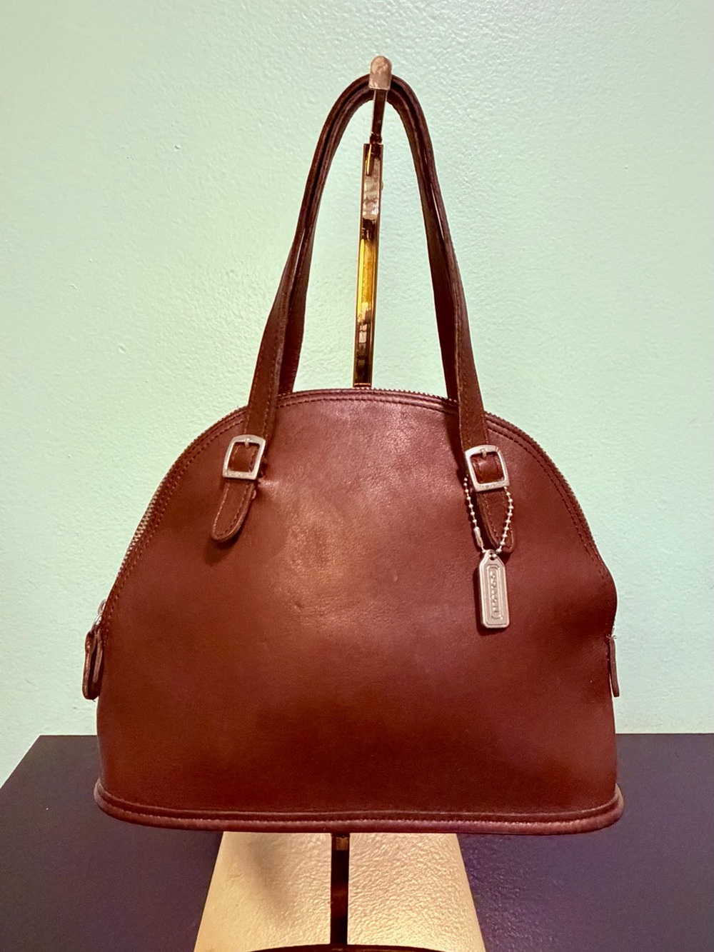 Vintage 1998 Coach#9050 "Cha-Cha Satchel" Mahogany Leather Dome Bag EUC